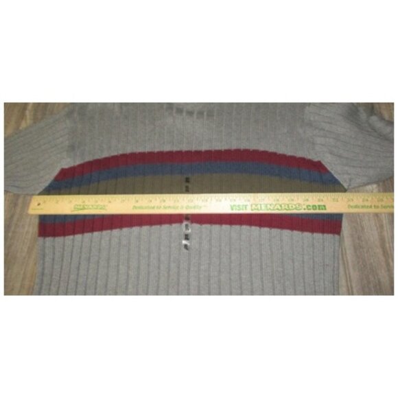 Croft Barrow NWT Sweater Mens Large Gray Wine Stripe Pullover Vtg Grunge Fall - Picture 5 of 9